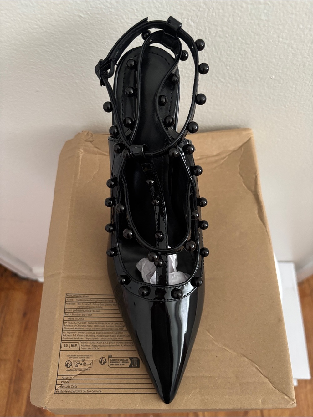 Patent Studded Pointed-Toe Heels - Picture 7 of 7